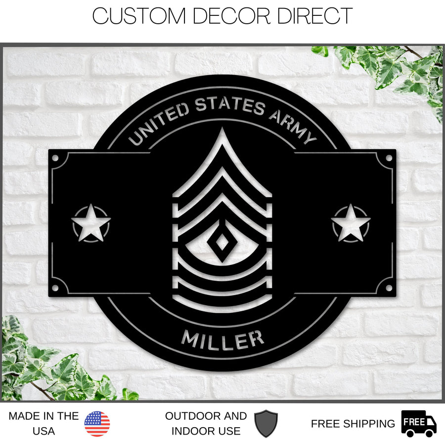 Personalize Army Rank Sign, Army Retirement gift, Army Nameplate, Boot camp Graduation, Metal Sign, Military Branch Sign, US, Gift, Plaque