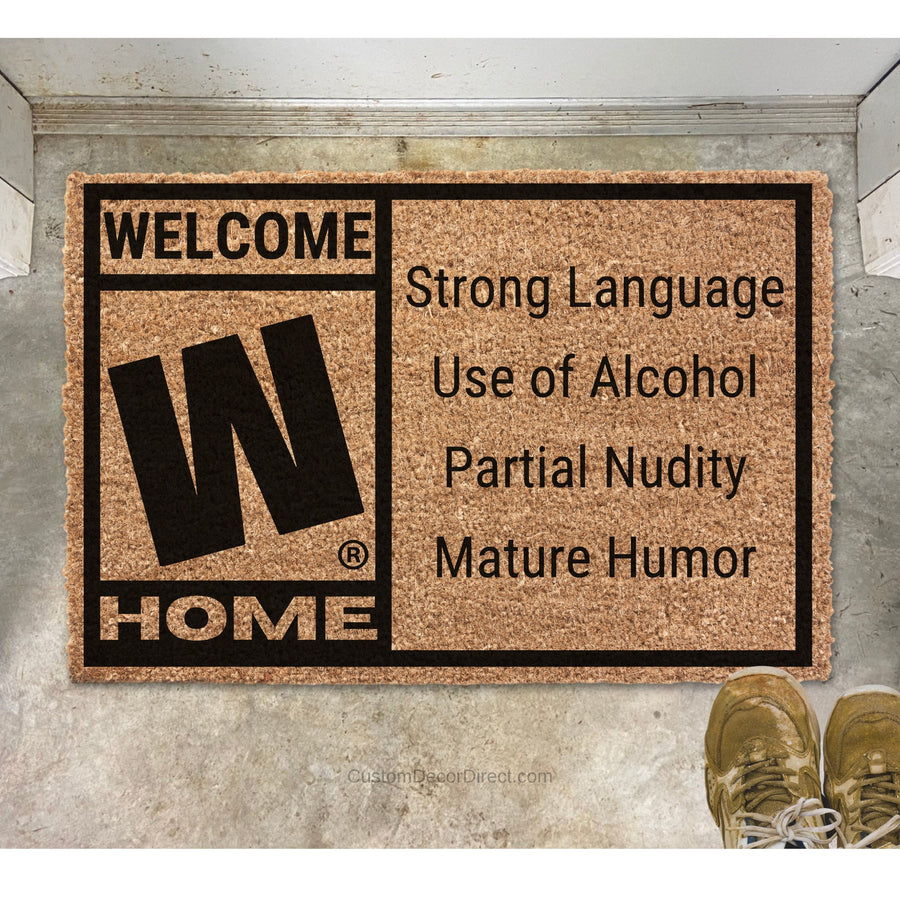 M Rated Doormat, Video Game Rating Welcome Mat, Funny welcome mat, Gamer Gift, Gift for him, housewarming mat