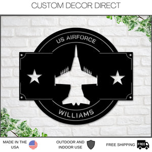 Personalize Airforce Sign, Airforce Graduation gift, Piolot Sign, Jet Aircraft Sign, Metal Sign, Military Branch Sign, Retirement Gift, USAF