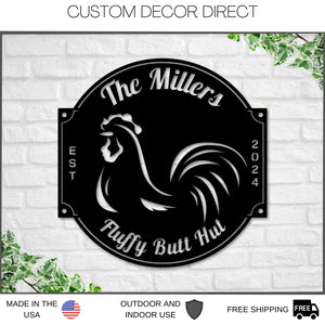 Custom Rooster House Sign, Rooster House Coop Sign, Rooster Decor, Our Little Coop Sign Metal Sign, Chicken Sign, Personalized Coop sign