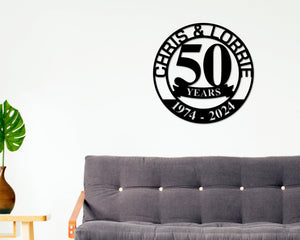 50th Anniversary Sign, Metal Anniversary Sign, Golden Anniversary, 50 Year Anniversary Gift, Wedding Anniversary Metal Wall Art, Celebration
