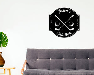 Golf Sign, 19th Hole Sign for him, Personalized Golf Sign, Personalized Golf Decor, Golf Wall Art, Metal Sign, Gift for Dad, Bar Sign, Golf