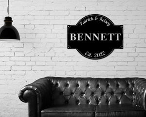 Last Name Sign, Personalized Family Sign, Family Sign With Est Date, Metal Sign, Wedding Gift, Newly Wed Gift, Housewarming Gift, Metal