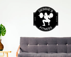 Personalized Women's Gym Sign, women's Fitness Sign, Custom Metal Gym Sign, Home Gym, Kettlebell Sign, Weights, Cross Fit Sign, Barbell Sign