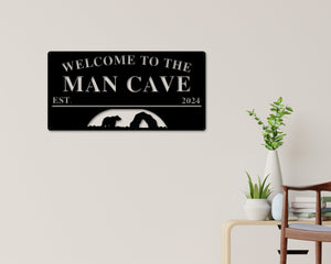 Custom Cave Sign, Man Cave Sign, Bear Cave Sign Metal Sign, Personalized Man Cave Sign, Gift For Dad, Fathers Day sign, Welcome to Man Cave