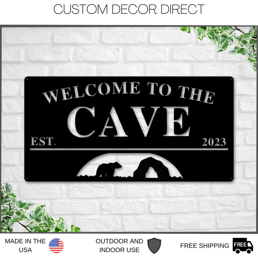 Custom Cave Sign, Man Cave Sign, Bear Cave Sign Metal Sign, Personalized Man Cave Sign, Gift For Dad, Fathers Day sign, Welcome to Man Cave