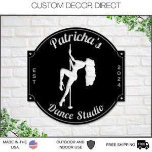 Personalized Pole Dancer Sign, Dance Studio Metal Sign, Custom Pole Dancer Sign, Dancer Gift, Club Metal Sign, Bar sign Decor