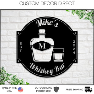 Personalized Whiskey Bar Sign, Whiskey Decor, Whiskey Bar Sign, Father's Day Gift, Bar Gifts, Whiskey Sign, Whiskey Bar Metal Wall Sign