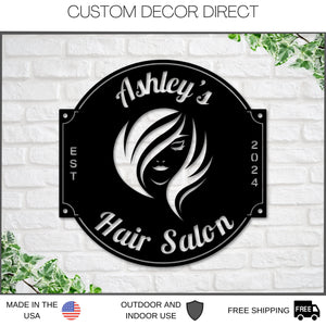 Hair Salon Sign, Metal hair Stylist Sign, Personalized Salon, Custom Booth Sign, hair Stylist Gift, Hair Salon Wall Art, Salon Custom Sign