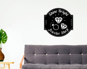 Jewelry Shop Sign, Personalized Jeweler Sign, Gift for Jeweler, Jewelry Shop Decor, Jewelry Business Sign, Personalized Jewelry Metal Sign