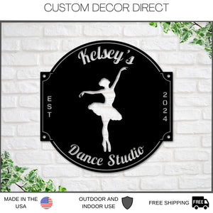 Personalized Dancer Sign, Dance Studio Metal Sign, Custom Dance Team Sign, Dancer Gift, Ballet Metal Sign, Girls Room Decor