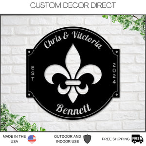 Fleur De Lis Sign, Metal Fleur De Lis, Fleur De Lis Customized Sign, Personalized Fleur De Lis, Last Name Sign, Fleur-De-Lis Circle, Decor