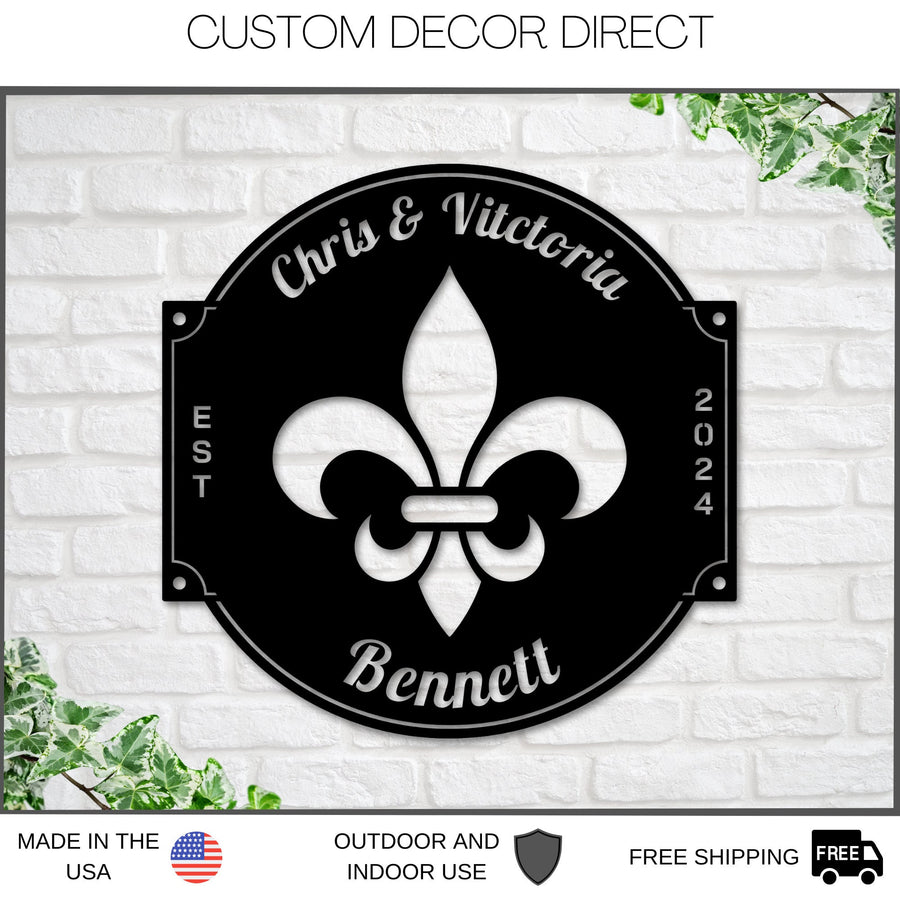 Fleur De Lis Sign, Metal Fleur De Lis, Fleur De Lis Customized Sign, Personalized Fleur De Lis, Last Name Sign, Fleur-De-Lis Circle, Decor