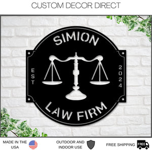 Custom Law Office Sign, Personalized Lawyer Sign, Lawyer Gift, Attorney Metal Sign, Law Student Gift, Judge Gift, Law Firm Office Decor