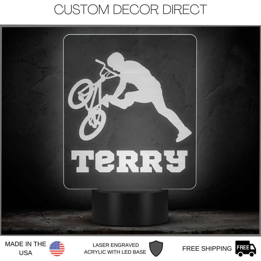 BMX LED Light, Personalized Bmx Night Light, Bmx Rider Decor, Bmx Sport, Name Sign, Desk Sign, Lamp, Custom Night Light Gift, Bmx Rider