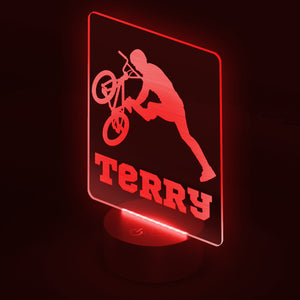 BMX LED Light, Personalized Bmx Night Light, Bmx Rider Decor, Bmx Sport, Name Sign, Desk Sign, Lamp, Custom Night Light Gift, Bmx Rider