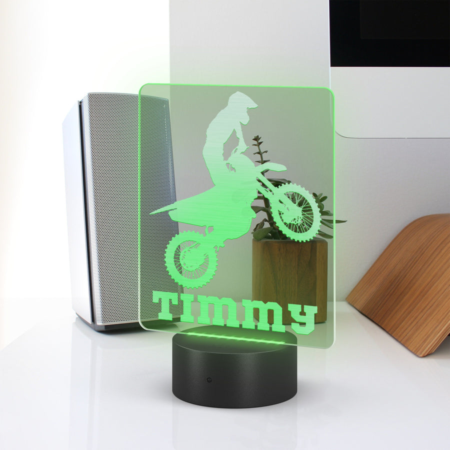 Motocross LED Light, Personalized Motorcycle Night Light, Motorcycle Rider Decor, Motocross Sport, Name Sign, Lamp, Custom Night Light Gift