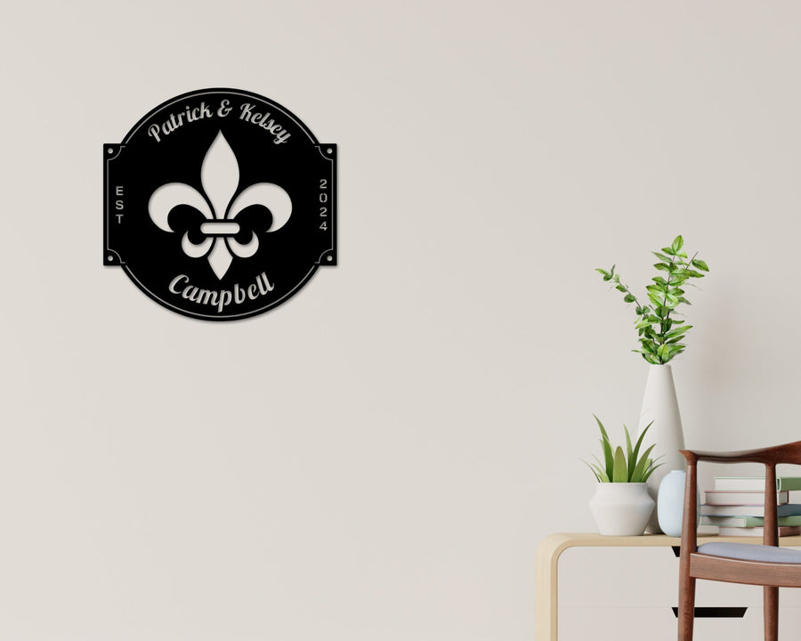 Fleur De Lis Sign, Metal Fleur De Lis, Fleur De Lis Customized Sign, Personalized Fleur De Lis, Last Name Sign, Fleur-De-Lis Circle, Decor