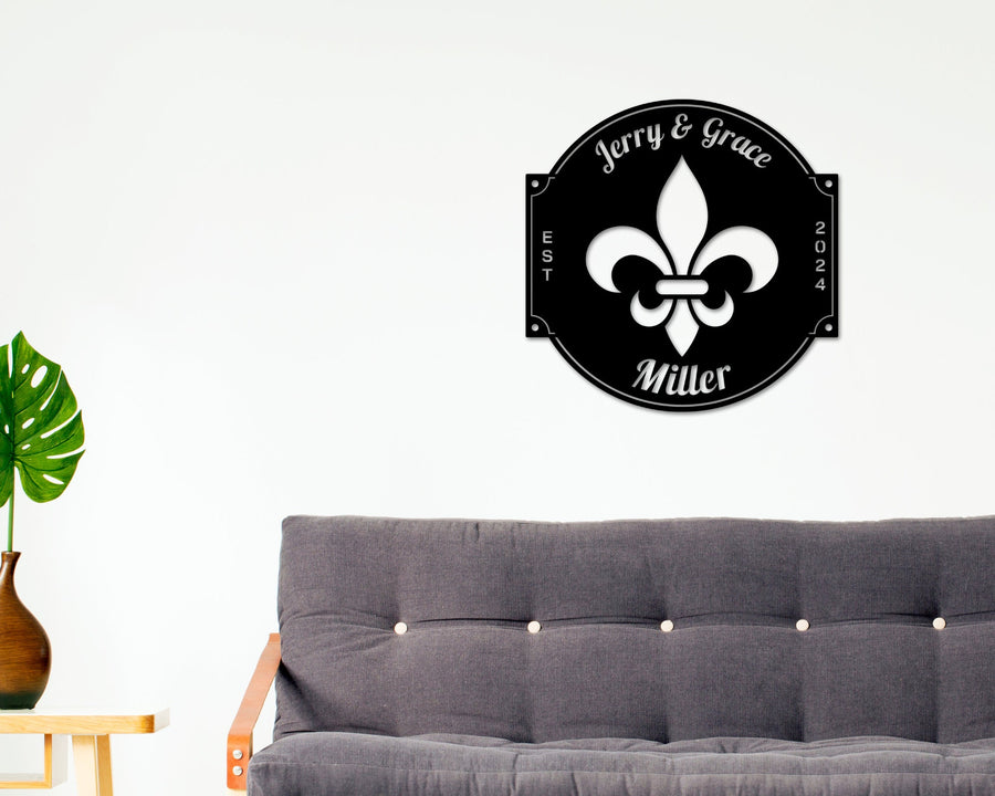 Fleur De Lis Sign, Metal Fleur De Lis, Fleur De Lis Customized Sign, Personalized Fleur De Lis, Last Name Sign, Fleur-De-Lis Circle, Decor