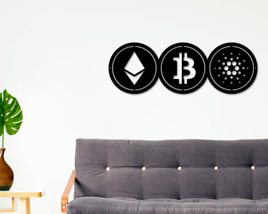 Crypto Coin Sign, Metal Crypto Currency Decor. Crypto Decor, Choose 3 Crypto Coins, Custom Crypto Sign, Cryptocurrency Collectables, BTC ETH