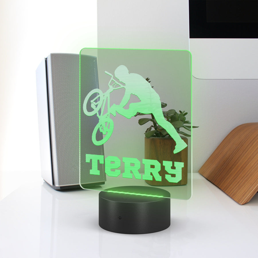 BMX LED Light, Personalized Bmx Night Light, Bmx Rider Decor, Bmx Sport, Name Sign, Desk Sign, Lamp, Custom Night Light Gift, Bmx Rider