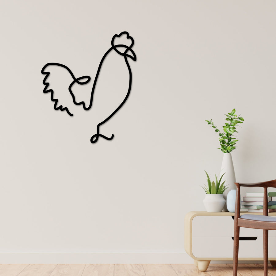 Rooster Metal Wall Art, Chicken Line Art, Rooster Line Metal Art, Modern Metal Art, Metal Wall Art, Farmhouse Decor, One Line Art