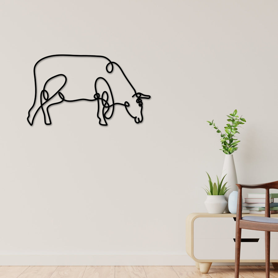 Cow Metal Wall Art, Bull Line Art, Animal Line Metal Art, Modern Metal Art, Metal Wall Art, Farmhouse Decor, One Line Art, Beef