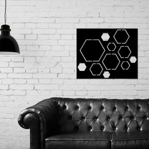 Abstract Metal Wall Art, Hexagon Wall Art, Bee Hive Honey Comb Art, Metal Wall Art, Home Decor, Minimalist Line Art, Home Office