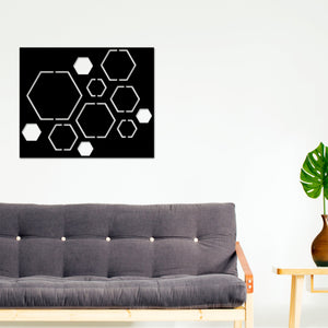 Abstract Metal Wall Art, Hexagon Wall Art, Bee Hive Honey Comb Art, Metal Wall Art, Home Decor, Minimalist Line Art, Home Office