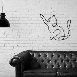 Cat Metal Wall Art, Cat Line Art, Animal Line Metal Art, Modern Metal Art, Metal Wall Art, Farmhouse Decor, One Line Art