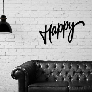 Happy Wall art, Word Wall art, Metal Words, Words Decor, Happy, Happy Decor,
