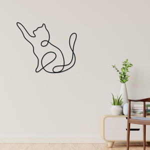 Cat Metal Wall Art, Cat Line Art, Animal Line Metal Art, Modern Metal Art, Metal Wall Art, Farmhouse Decor, One Line Art