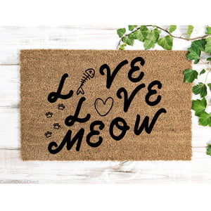 Live Love Meow Doormat, Funny Cat Doormat, Funny Doormat, Cat Lover Welcome Mat Cat Gift, Funny Cat Gift Ideas, Gift for Cat Owner, Love