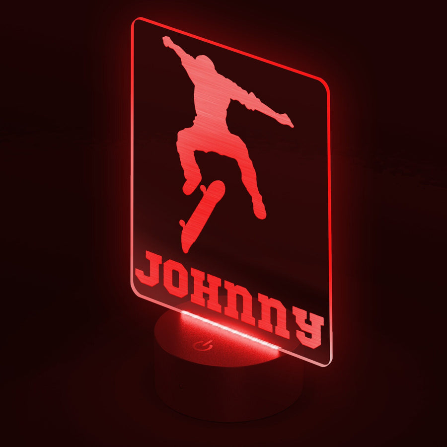 Skateing LED Light, Personalized Skate Boarding Night Light, Skateboard Decor, Skateing, Name Sign, Desk Sign, Lamp, Custom Night Light Gift