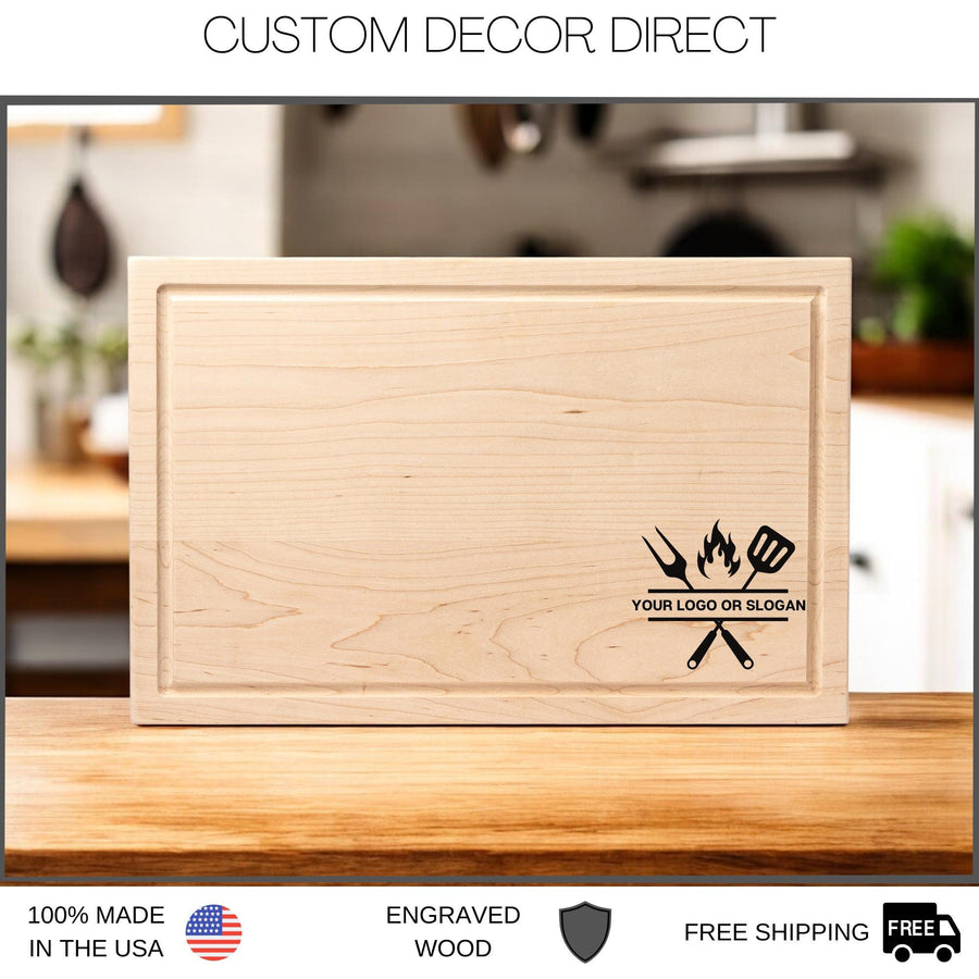 Custom Text Logo Cutting Board, 1 Inch thick Wood Cutting Board, Personalized Cutting Board, Wedding Gift, Business Logo Cutting Board, Wood