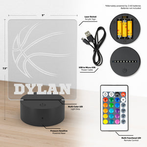 Basketball LED Light, Personalized Basketball Night Light, Basketball Decor, Sports, Name Sign, Desk Sign, Lamp, Custom Night Lights Gift
