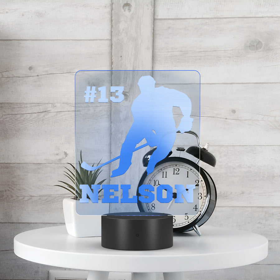 Hockey LED Light, Personalized Hockey Player Night Light, Hockey Decor, Hockey Team, Name Sign, Desk Sign, Lamp, Custom Night Lights Kids