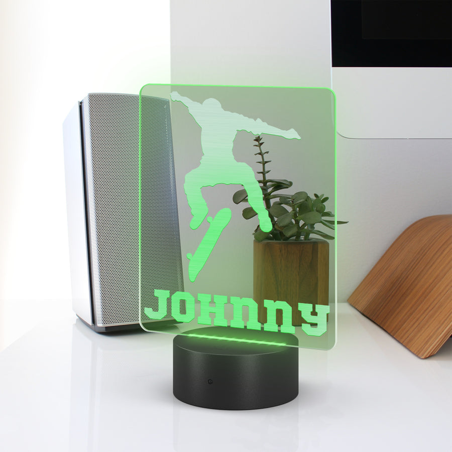 Skateing LED Light, Personalized Skate Boarding Night Light, Skateboard Decor, Skateing, Name Sign, Desk Sign, Lamp, Custom Night Light Gift