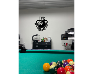 Billiards Metal Wall Art, 8 Ball Pool Sign