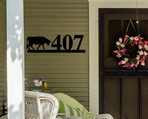 Bull Sign, Bull Address Sign, Farm Animal Numbers, Farm Address Sign, Barn Sign, Metal Address Sign, Farm Animal Address numbers, Farm Sign