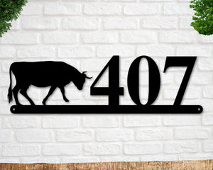 Bull Sign, Bull Address Sign, Farm Animal Numbers, Farm Address Sign, Barn Sign, Metal Address Sign, Farm Animal Address numbers, Farm Sign