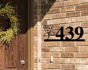 Carnation Sign, Carnation Address Sign, Flower House Numbers, Flower Address Sign, Metal Flower Sign, Metal Address numbers, Address Sign