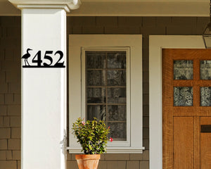 Crane Sign, Crane Address Sign, Bird House Numbers, Branch Address Sign, Porch Sign, Metal Address Sign, Metal Address numbers, Address Sign