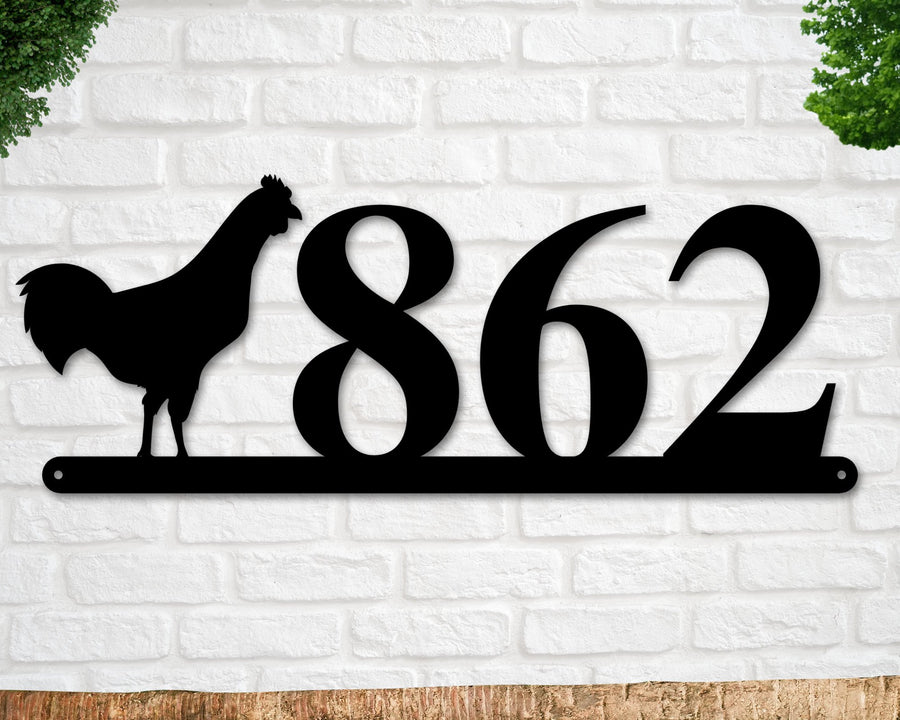Chicken Sign, Chicken Address Sign, Bird House Numbers, Branch Address Sign, Sign, Metal Address Sign, Metal Address numbers, Address Sign