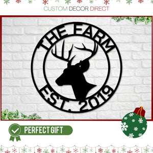 Christmas Gift, Ranch sign, Farm sign, Hunting sign, Deer Head Sign, Metal deer sign, Antler Decor, Deer Camp Sign, Last name Sign, Gift