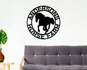 Personalized Horse Metal Sign, Horseshoe Art, Western Decor, Initial Metal Sign, Housewarming Gift, Metal Wall Art, Metal Wall Decor, Sign