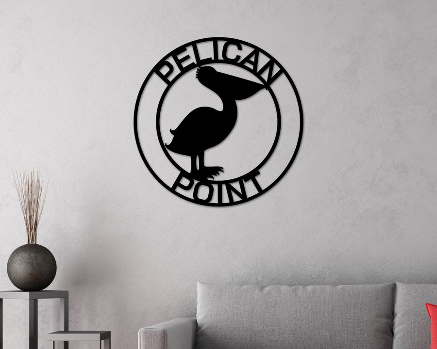 Personalized Metal Pelican Sign, Customizable Door Hanger or Wall Art, Pelican Sign, Last name Sign, Metal sign, Lake Sign, Lake House Sign