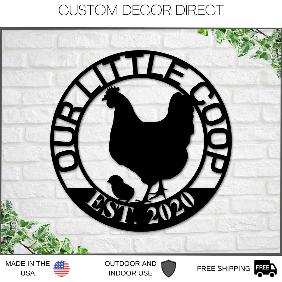 Our Little Coop Sign Metal Sign, Chicken Coop Sign, Metal Chicken Coop Sign, Personalized Chicken Coop sign, Metal Wall Art