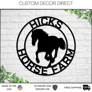 Personalized Horse Metal Sign, Horseshoe Art, Western Decor, Initial Metal Sign, Housewarming Gift, Metal Wall Art, Metal Wall Decor, Sign