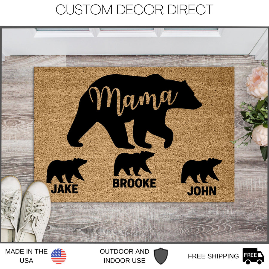Mama Bear, Mama Bear and Cubs Gift, Mama Bear Doormat, Mothers Day Gift, Mothers day Doormat, Personalized Doormat, Doormat, Gift for Mom